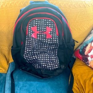 Underamour back pack, black and red